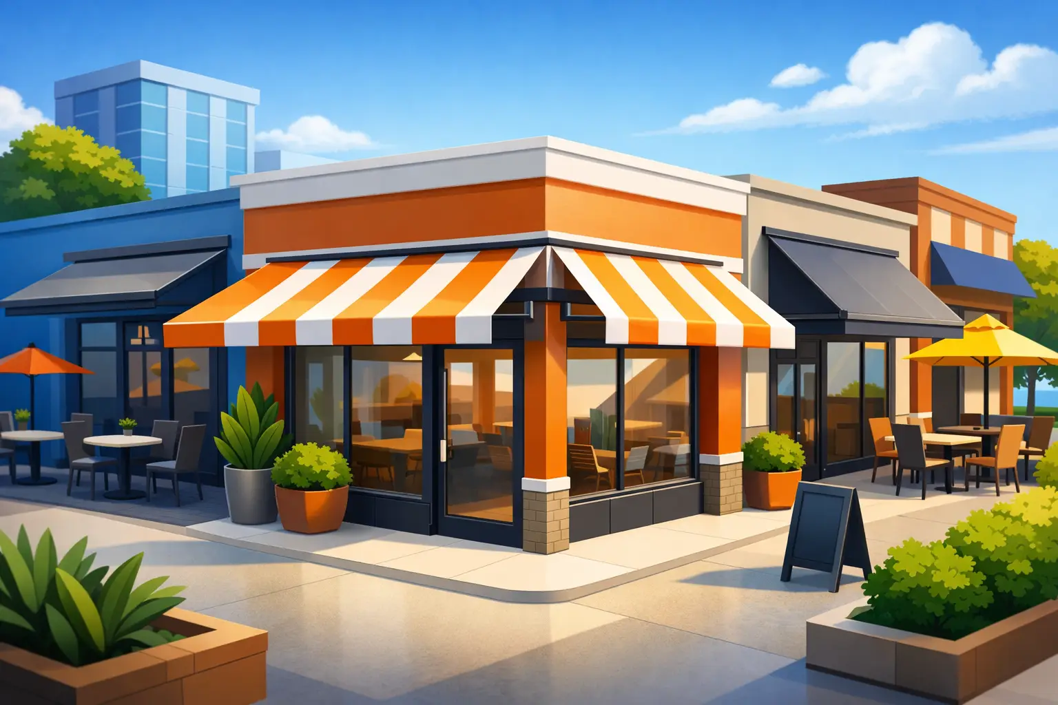 Outdoor Shades for Business Storefronts