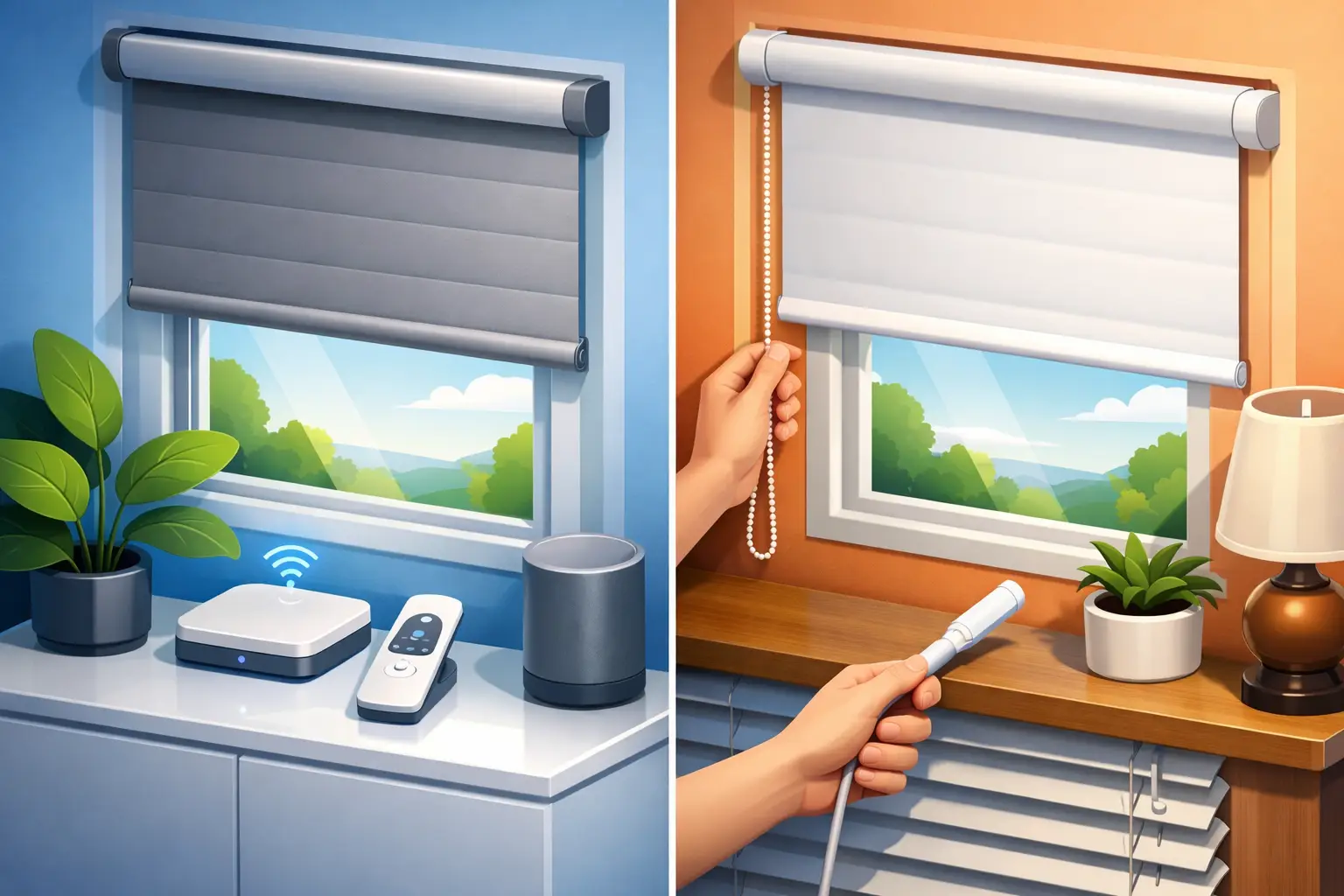 Motorized Shades vs Manual Shades